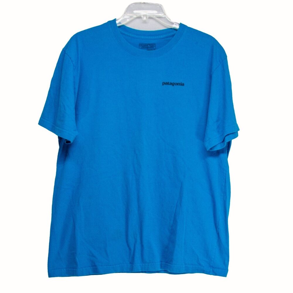 Men's Medium PATAGONIA 100% Organic Cotton Short Sleeve Teal Color T-Shirt